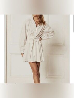 Boyish White Long Sleeve mini Dress